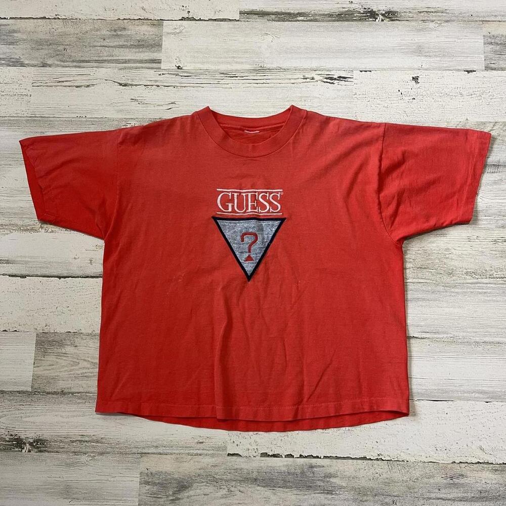 Vintage Guess Unisex Cropped Center Logo Embroidered T-Shirt